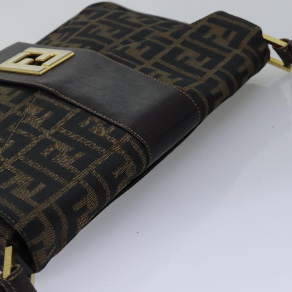 FENDI Zucca Canvas Shoulder Bag Black Brownep4502