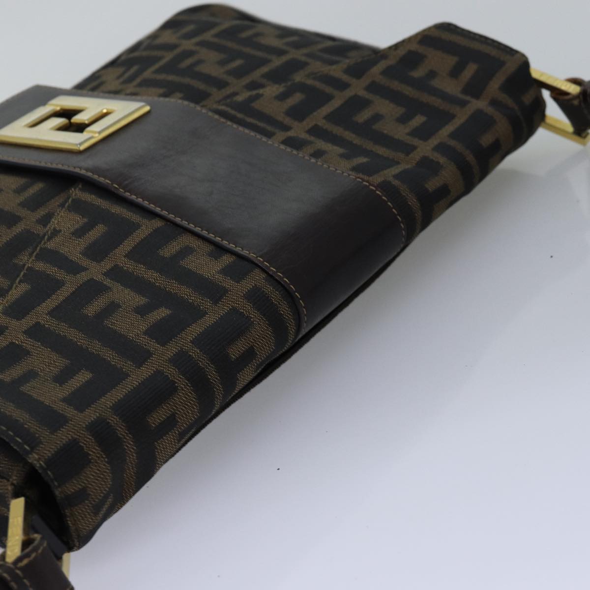 FENDI Zucca Canvas Shoulder Bag Black Brownep4502