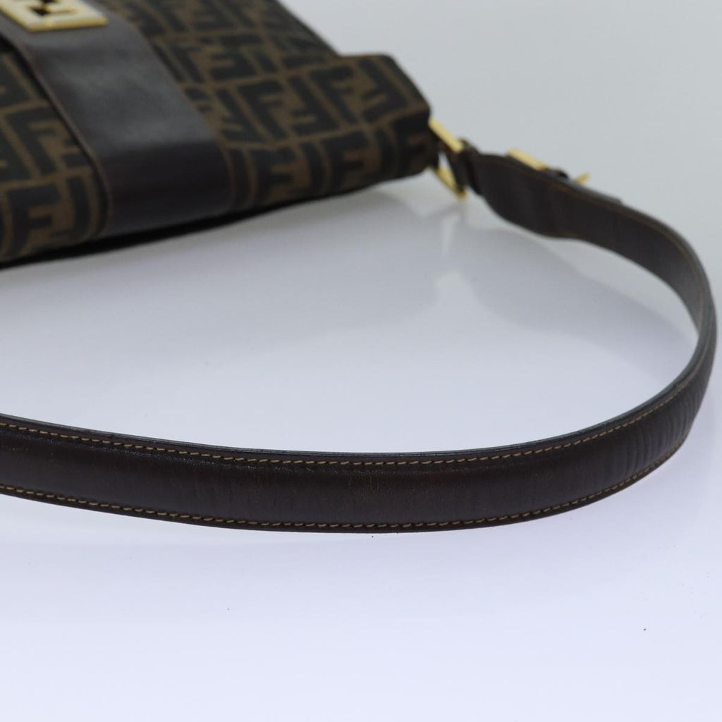 FENDI Zucca Canvas Shoulder Bag Black Brownep4502