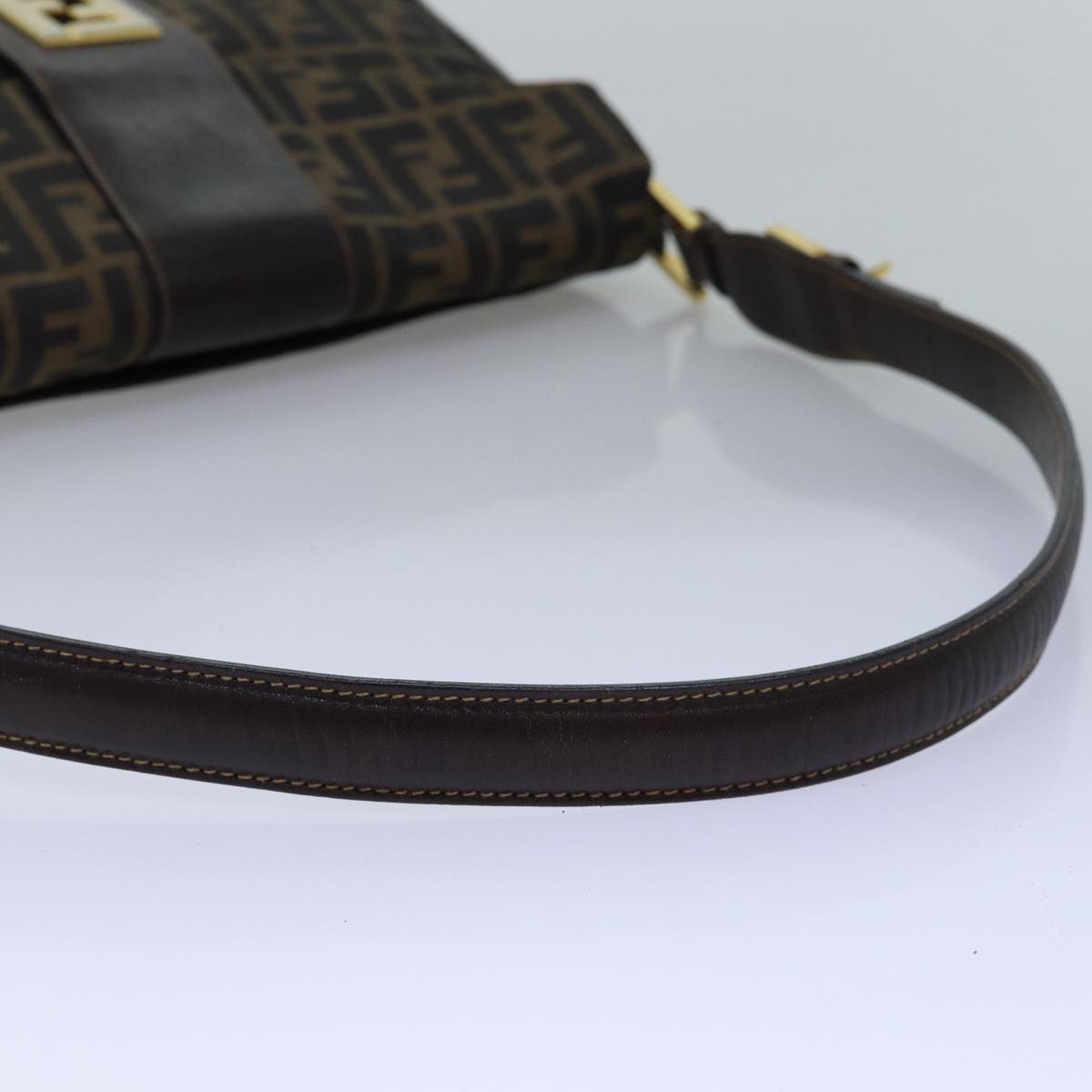 FENDI Zucca Canvas Shoulder Bag Black Brownep4502