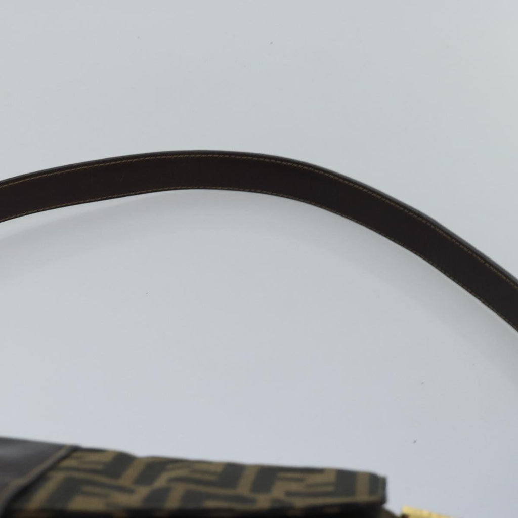 FENDI Zucca Canvas Shoulder Bag Black Brownep4502