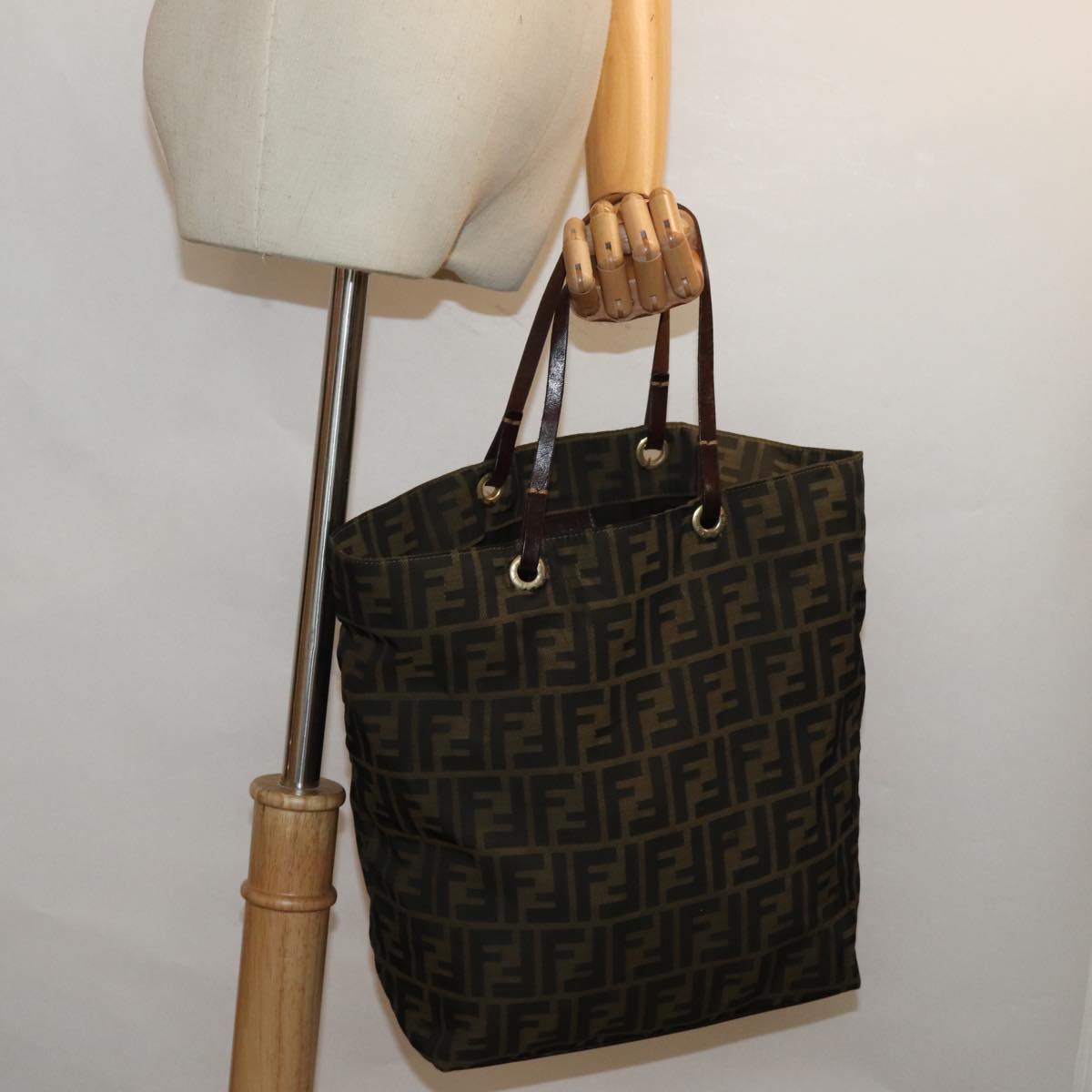 FENDI Zucca Canvas Tote Bag Brown Blackep4646