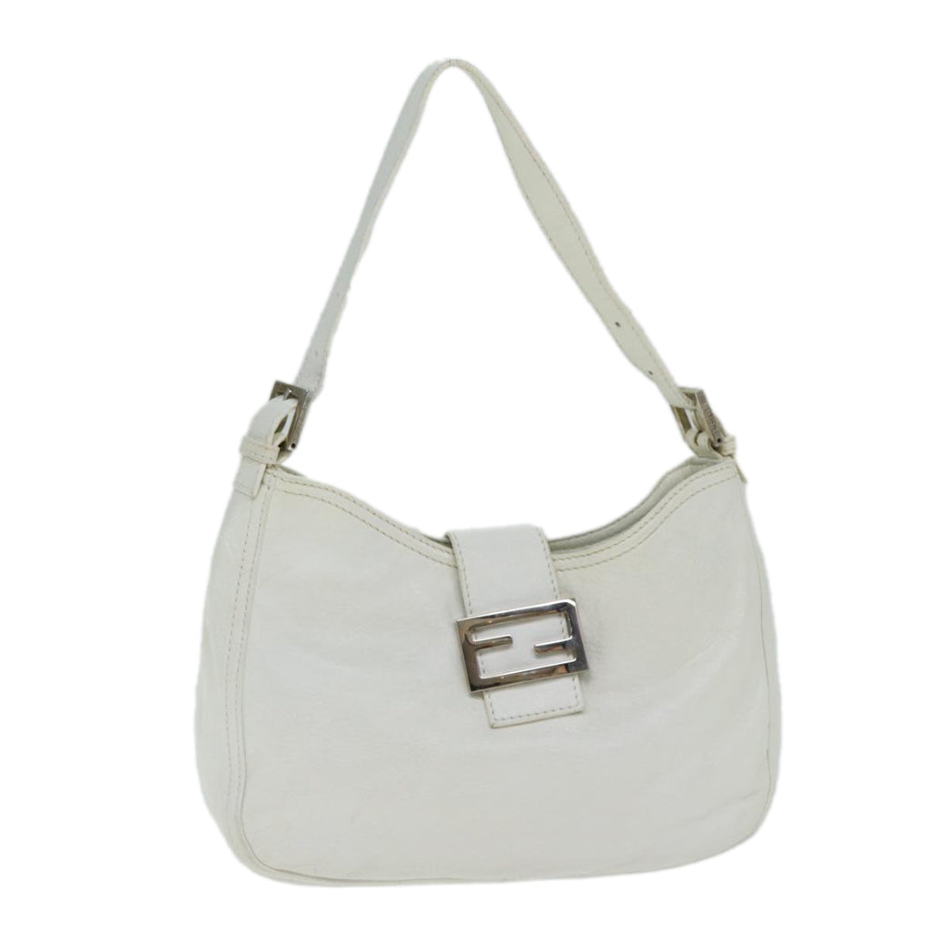 FENDI Mamma Baguette Shoulder Bag Leather Whiteep4700