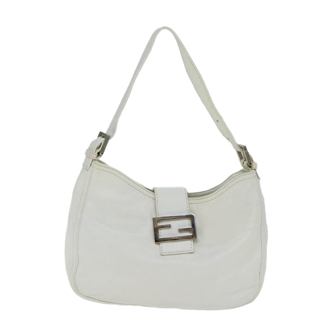 FENDI Mamma Baguette Shoulder Bag Leather Whiteep4700