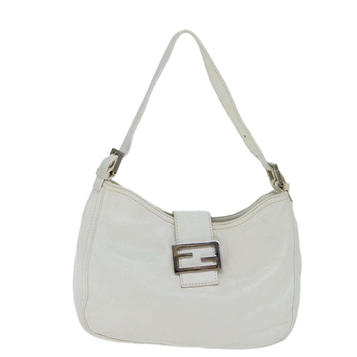 FENDI Mamma Baguette Shoulder Bag Leather Whiteep4700