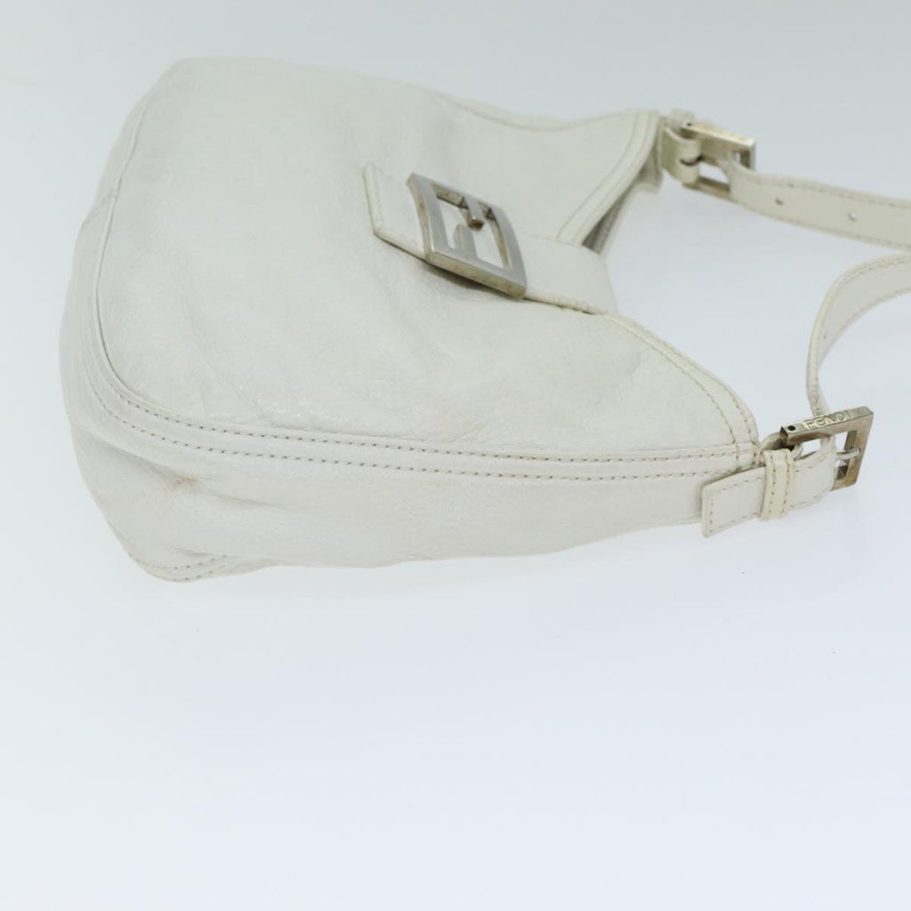 FENDI Mamma Baguette Shoulder Bag Leather Whiteep4700
