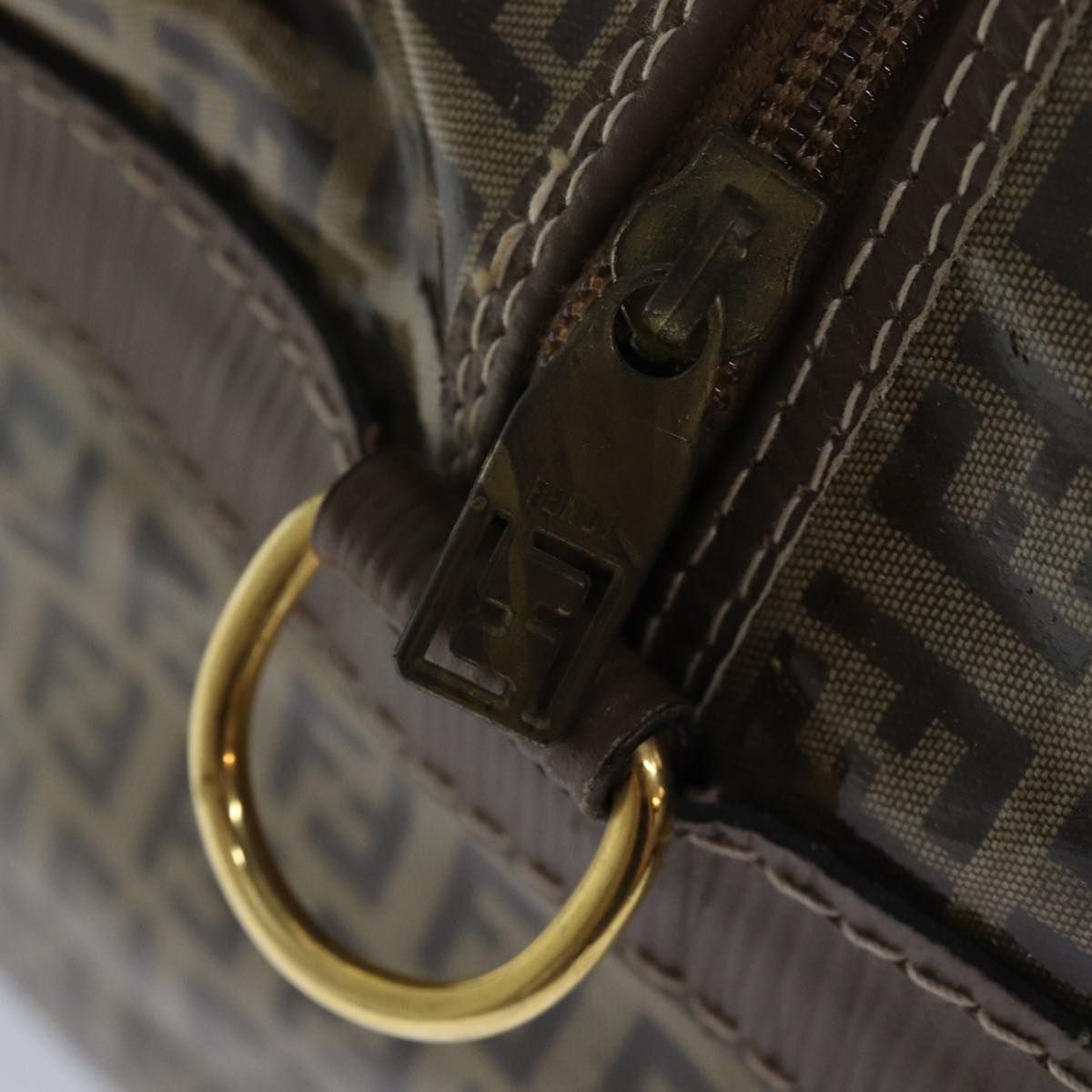 FENDI Zucca Canvas Boston Bag Enamel Brownep4754