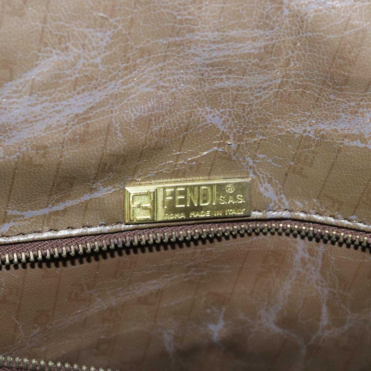 FENDI Zucca Canvas Boston Bag Enamel Brownep4754