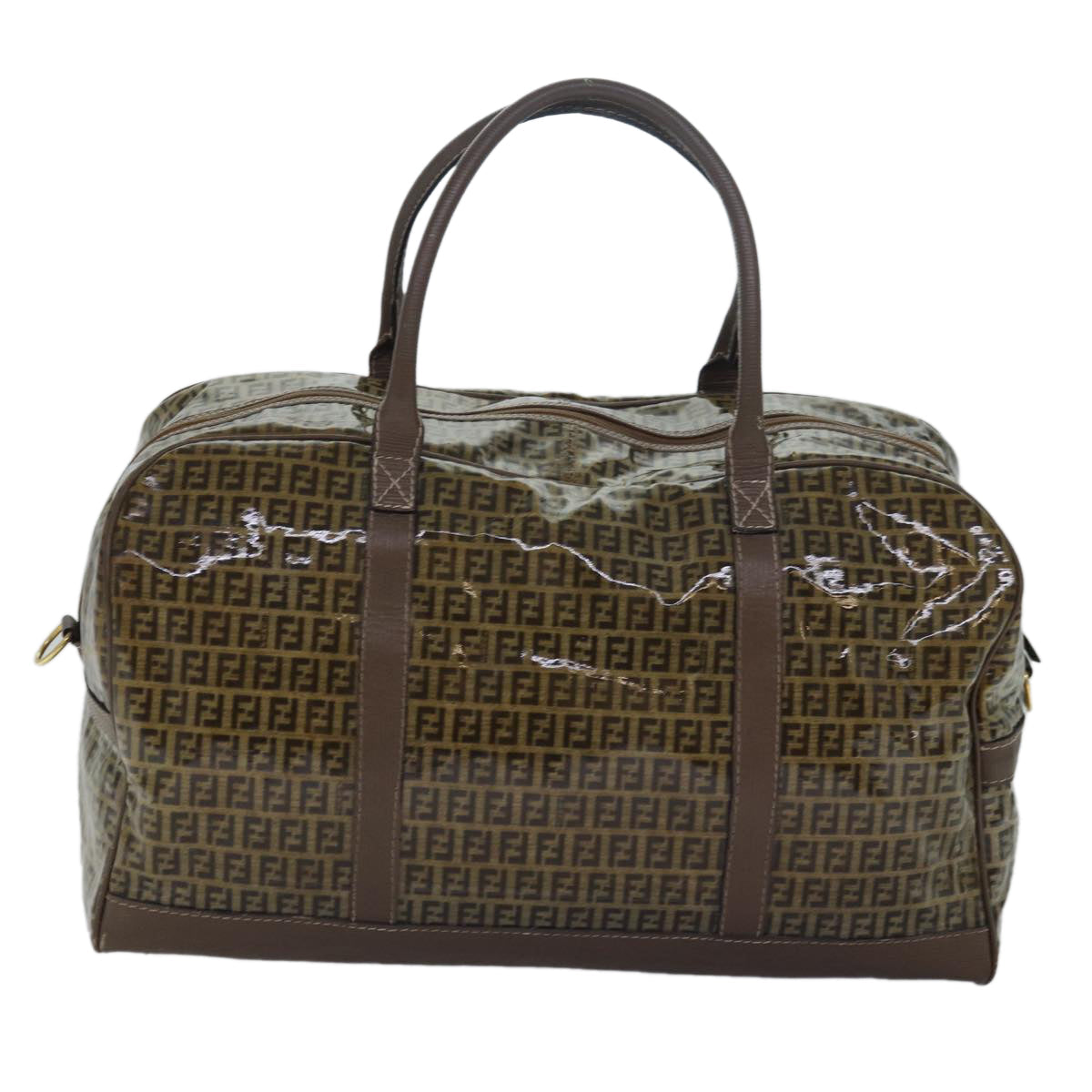 FENDI Zucca Canvas Boston Bag Enamel Brownep4754