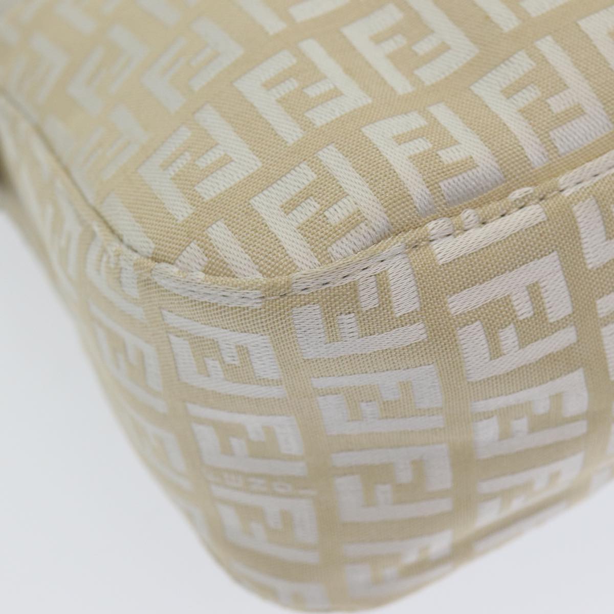 FENDI Zucchino Canvas Mamma Baguette Shoulder Bag Beigeep4792