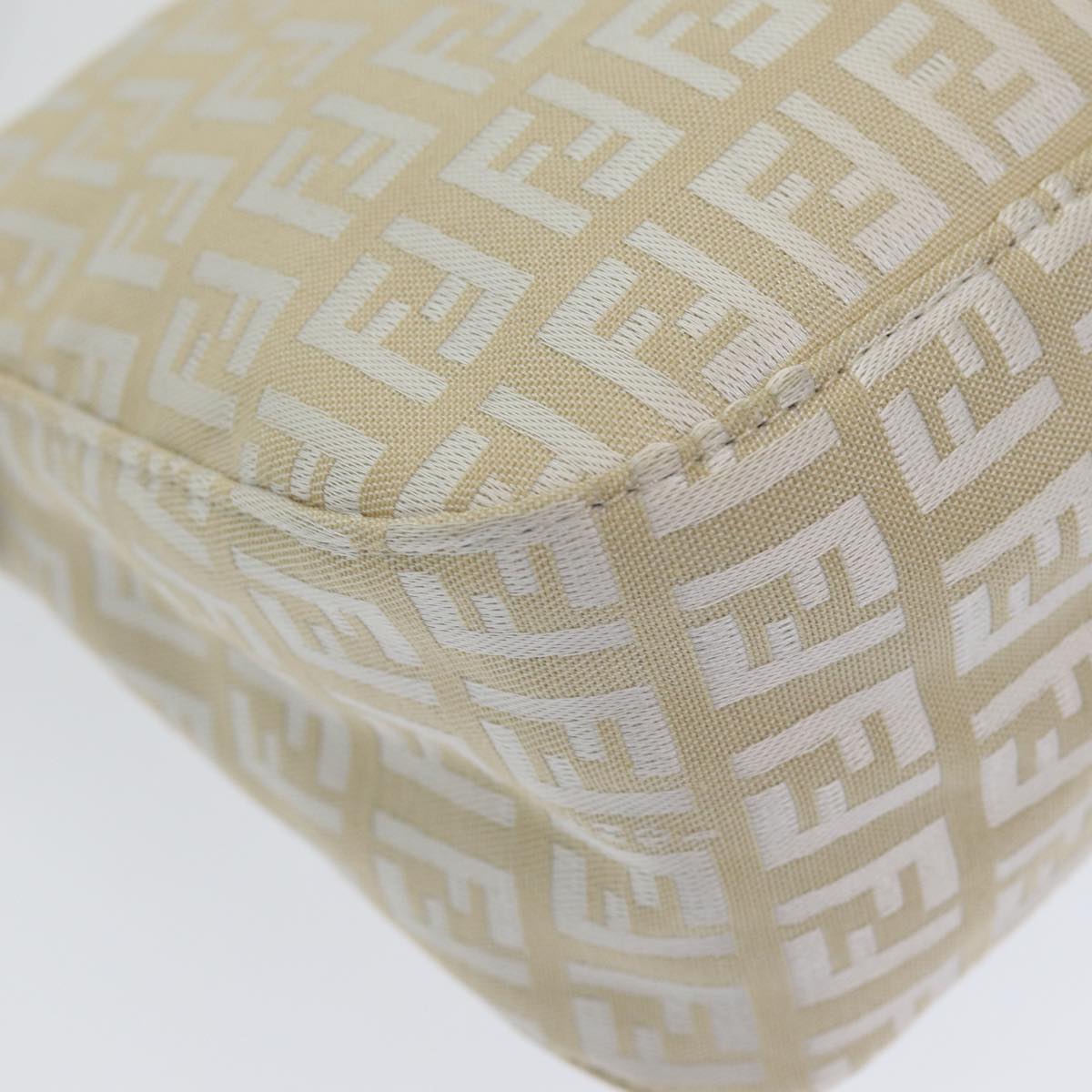 FENDI Zucchino Canvas Mamma Baguette Shoulder Bag Beigeep4792