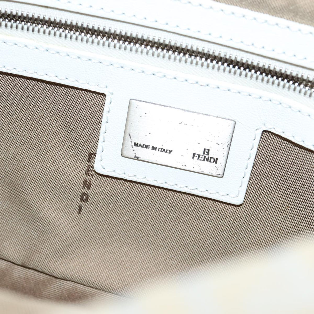 FENDI Zucchino Canvas Mamma Baguette Shoulder Bag Beigeep4792
