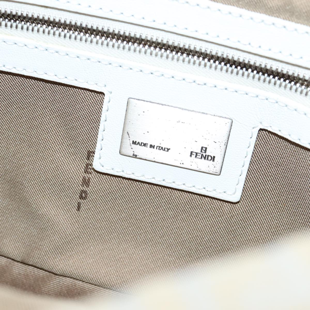 FENDI Zucchino Canvas Mamma Baguette Shoulder Bag Beigeep4792