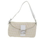 FENDI Zucchino Canvas Mamma Baguette Shoulder Bag Beigeep4792
