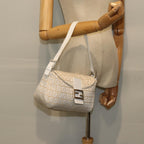 FENDI Zucchino Canvas Mamma Baguette Shoulder Bag Beigeep4792