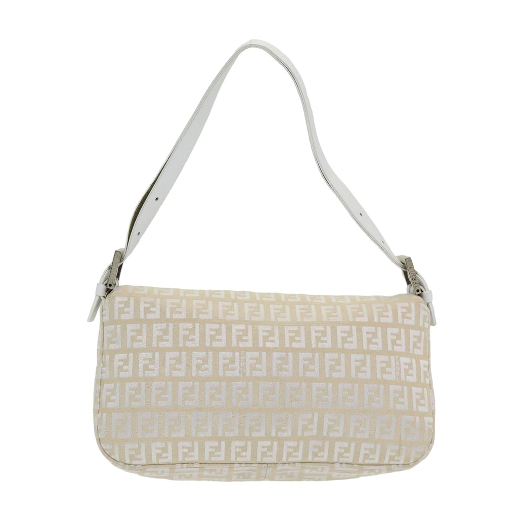 FENDI Zucchino Canvas Mamma Baguette Shoulder Bag Beigeep4792