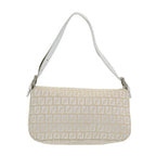 FENDI Zucchino Canvas Mamma Baguette Shoulder Bag Beigeep4792