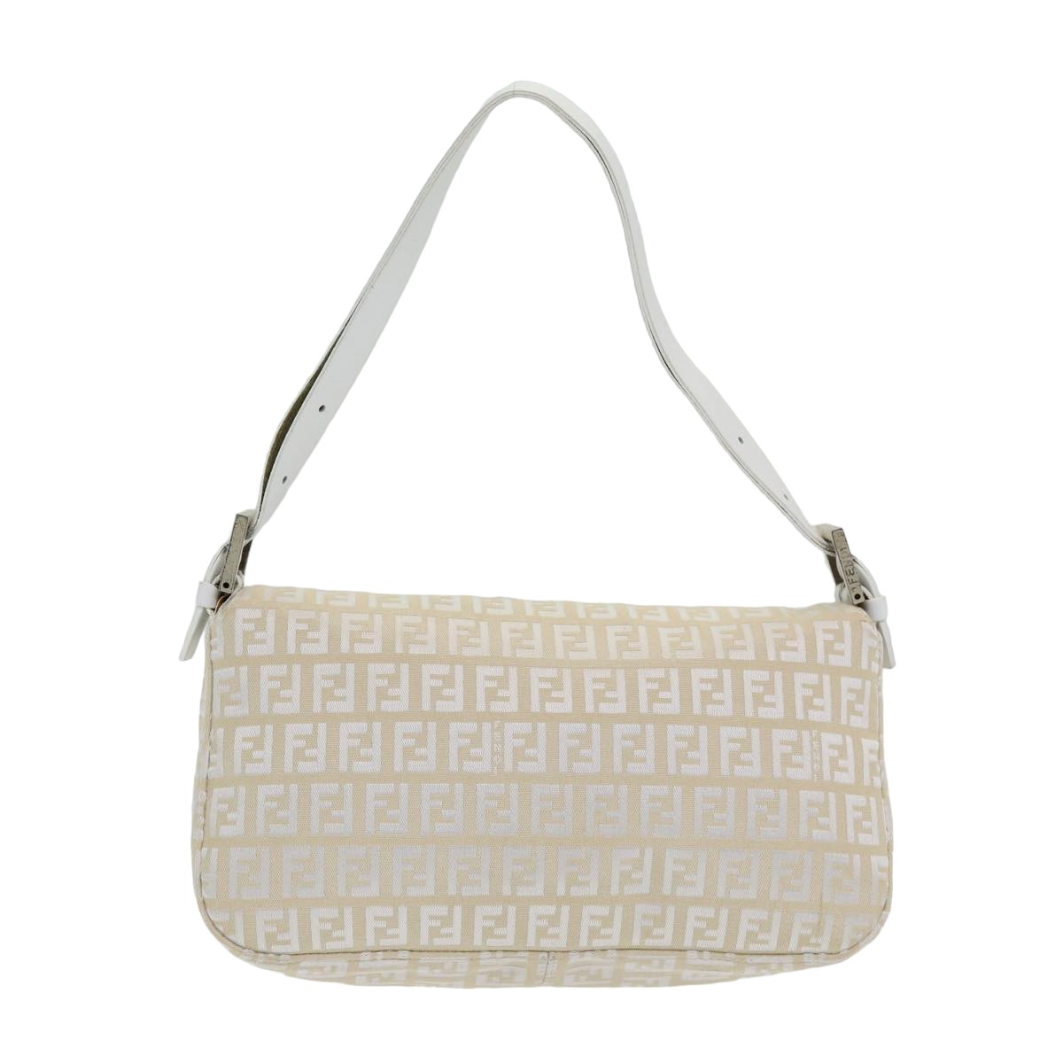 FENDI Zucchino Canvas Mamma Baguette Shoulder Bag Beigeep4792