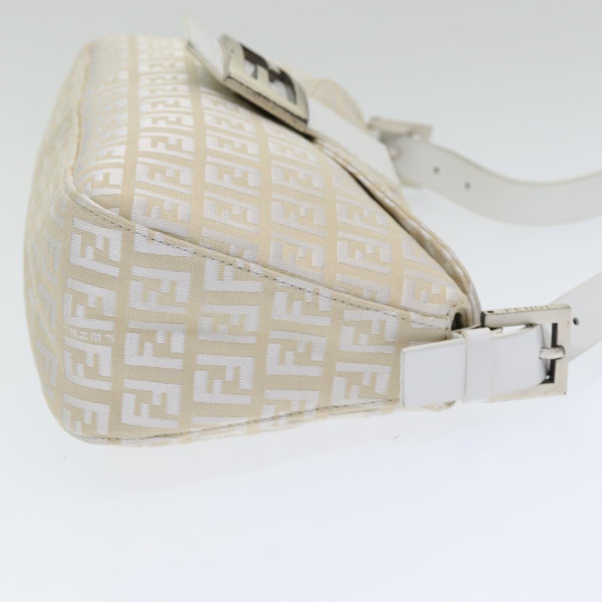 FENDI Zucchino Canvas Mamma Baguette Shoulder Bag Beigeep4792