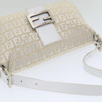 FENDI Zucchino Canvas Mamma Baguette Shoulder Bag Beigeep4792