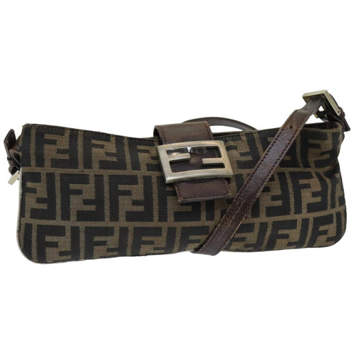 FENDI Zucca Canvas Shoulder Bag Brown Blackep4933