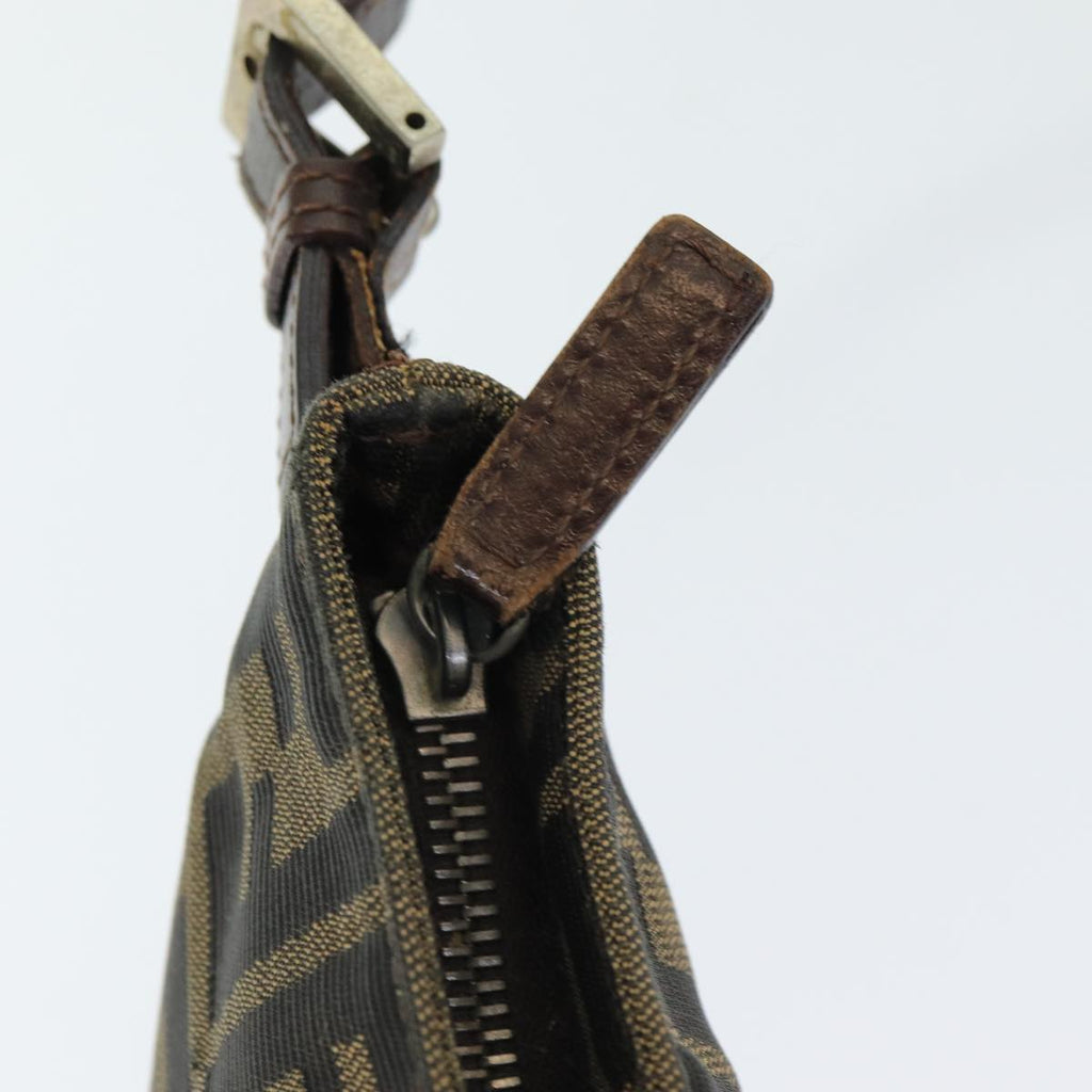 FENDI Zucca Canvas Shoulder Bag Brown Blackep4933