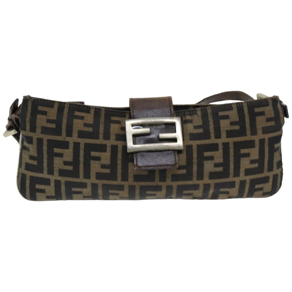FENDI Zucca Canvas Shoulder Bag Brown Blackep4933