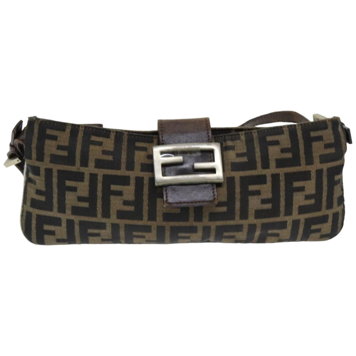 FENDI Zucca Canvas Shoulder Bag Brown Blackep4933