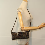 FENDI Zucca Canvas Shoulder Bag Brown Blackep4933