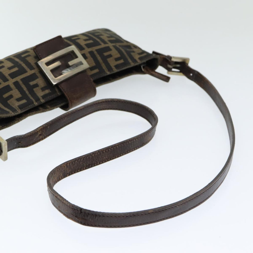 FENDI Zucca Canvas Shoulder Bag Brown Blackep4933