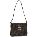 FENDI Zucca Canvas Mamma Baguette Shoulder Bag Brown Blackep4942