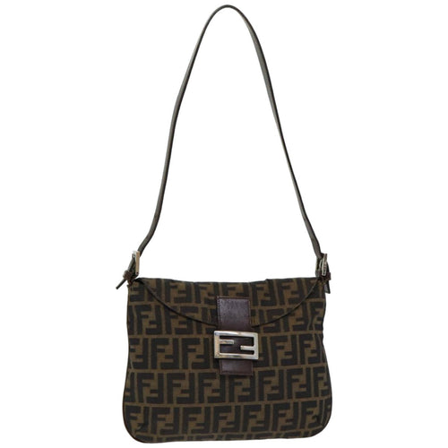 FENDI Zucca Canvas Mamma Baguette Shoulder Bag Brown Blackep4942