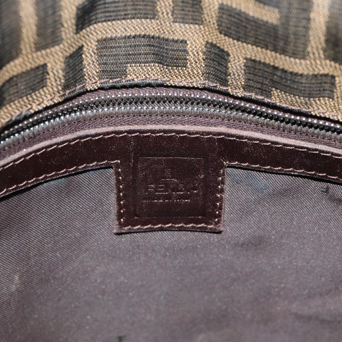 FENDI Zucca Canvas Mamma Baguette Shoulder Bag Brown Blackep4942