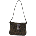FENDI Zucca Canvas Mamma Baguette Shoulder Bag Brown Blackep4942