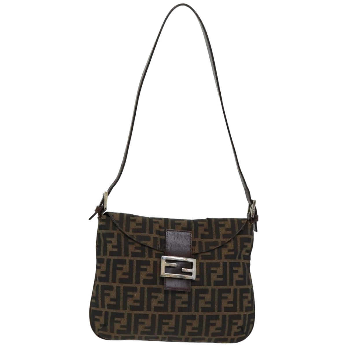 FENDI Zucca Canvas Mamma Baguette Shoulder Bag Brown Blackep4942