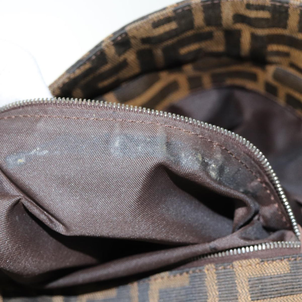 FENDI Zucca Canvas Mamma Baguette Shoulder Bag Brown Blackep4942