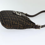 FENDI Zucca Canvas Mamma Baguette Shoulder Bag Brown Blackep4942