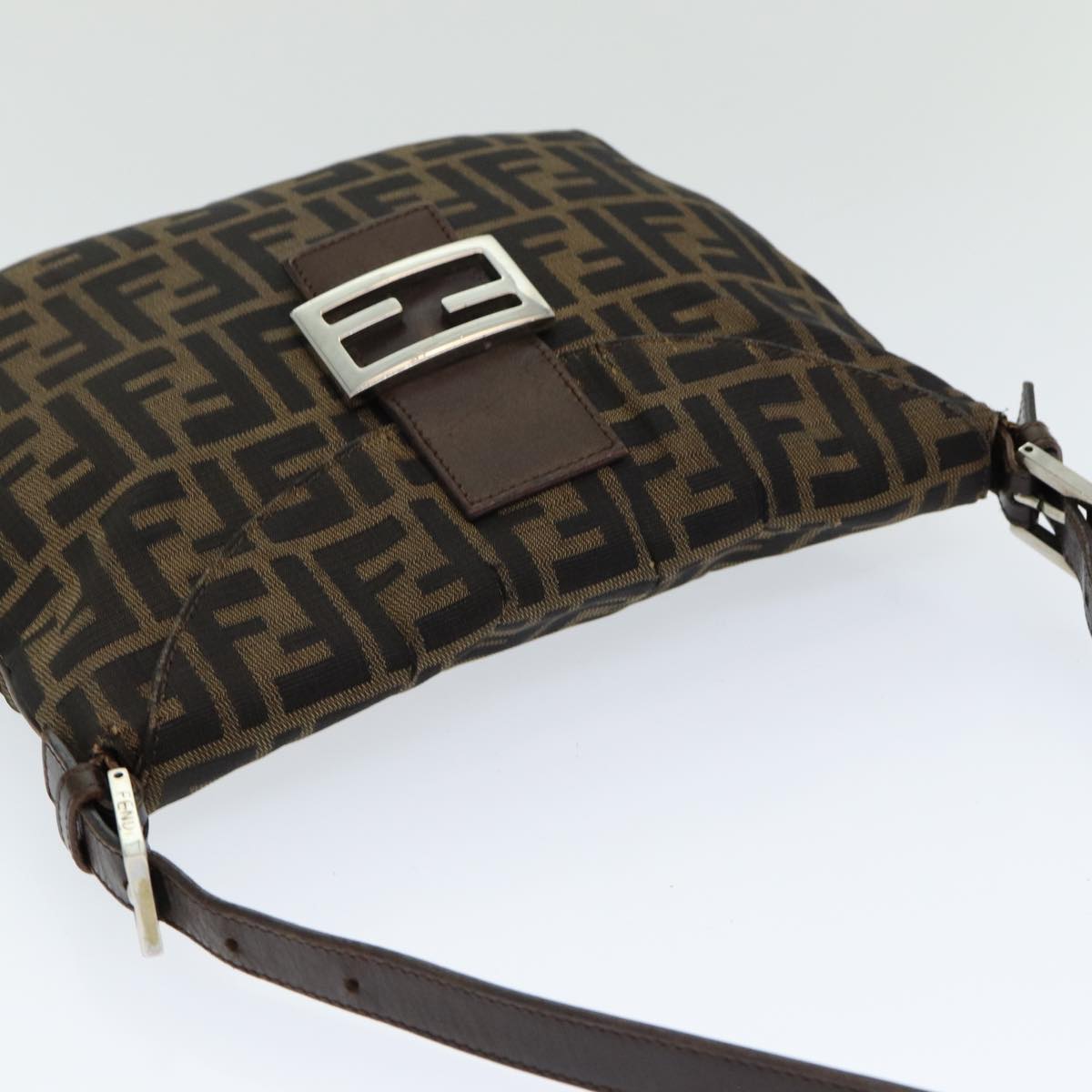 FENDI Zucca Canvas Mamma Baguette Shoulder Bag Brown Blackep4942