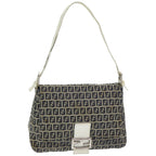 FENDI Zucchino Canvas Mamma Baguette Shoulder Bag Navyep4964