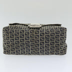 FENDI Zucchino Canvas Mamma Baguette Shoulder Bag Navyep4964