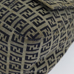 FENDI Zucchino Canvas Mamma Baguette Shoulder Bag Navyep4964