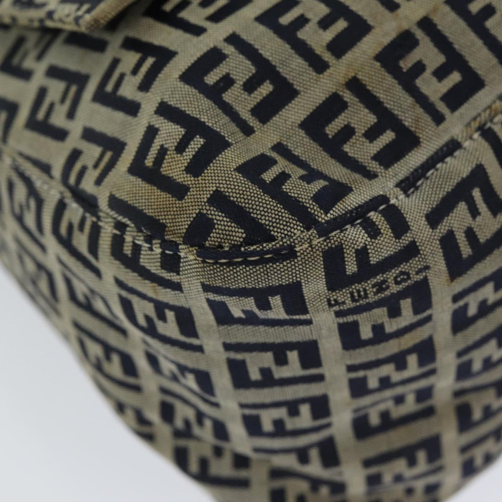FENDI Zucchino Canvas Mamma Baguette Shoulder Bag Navyep4964