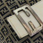 FENDI Zucchino Canvas Mamma Baguette Shoulder Bag Navyep4964