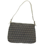 FENDI Zucchino Canvas Mamma Baguette Shoulder Bag Navyep4964