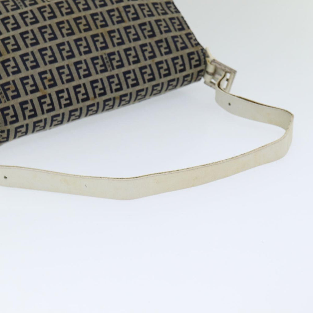 FENDI Zucchino Canvas Mamma Baguette Shoulder Bag Navyep4964