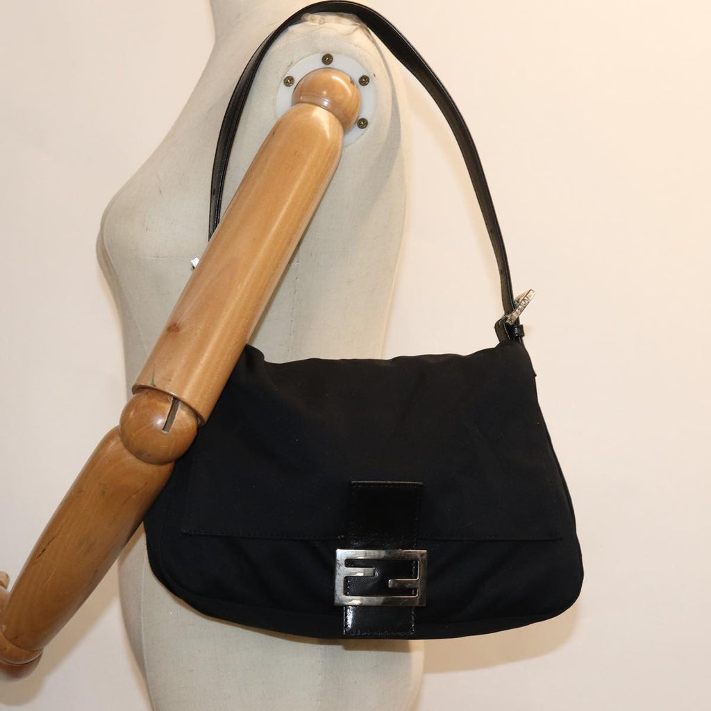 FENDI Mamma Baguette Shoulder Bag Nylon Blackep4965