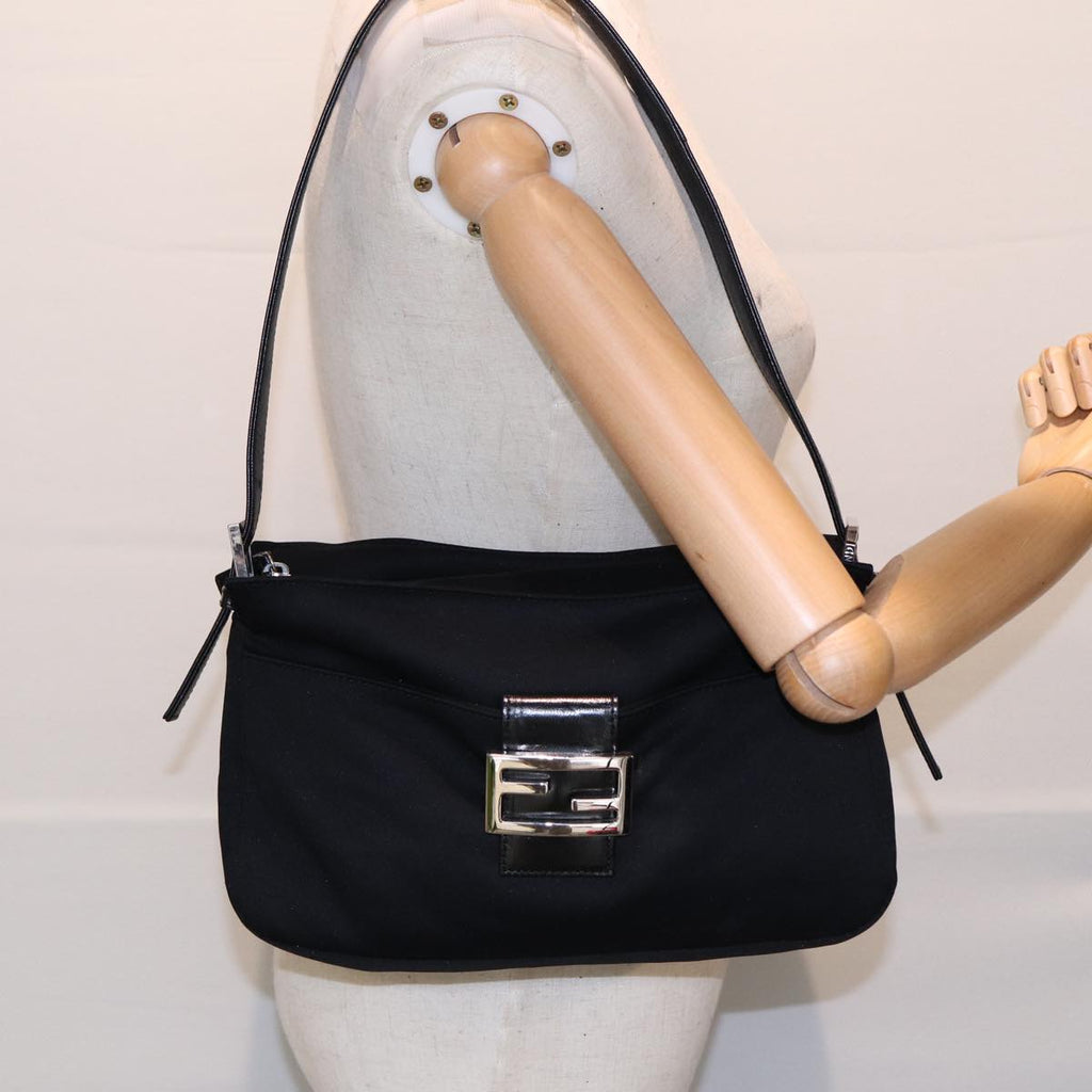 FENDI Mamma Baguette Shoulder Bag Nylon Blackep5075