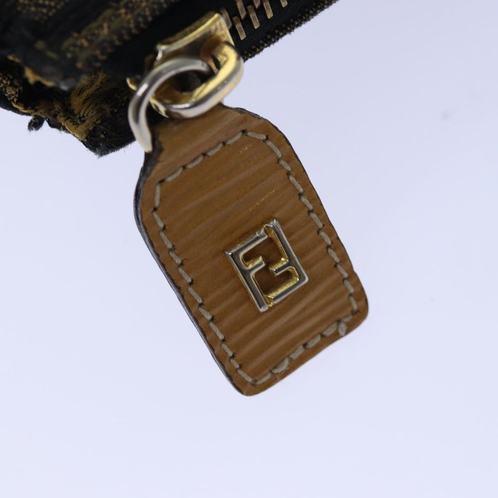 FENDI Zucca Canvas Hand Bag Brown Black goldep5077