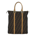 FENDI Zucca Canvas Hand Bag Brown Black goldep5077