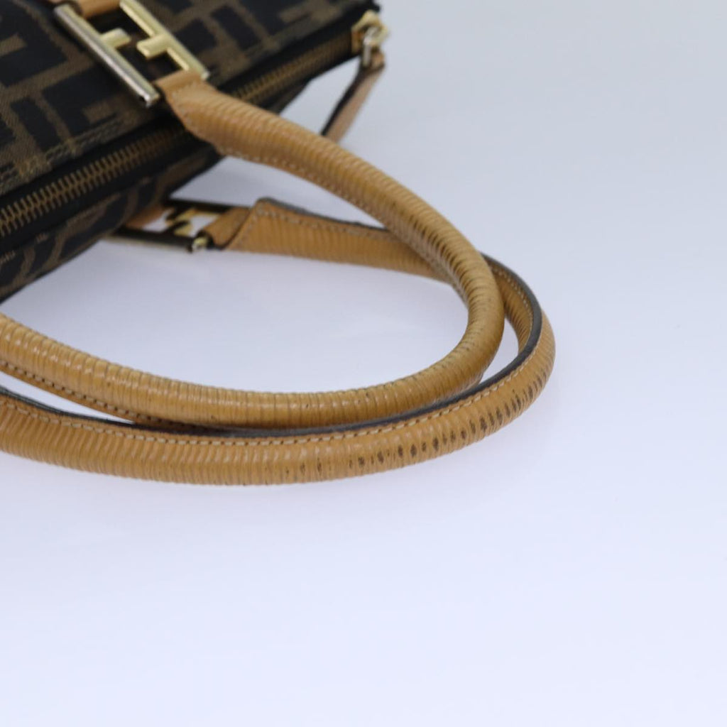 FENDI Zucca Canvas Hand Bag Brown Black goldep5077